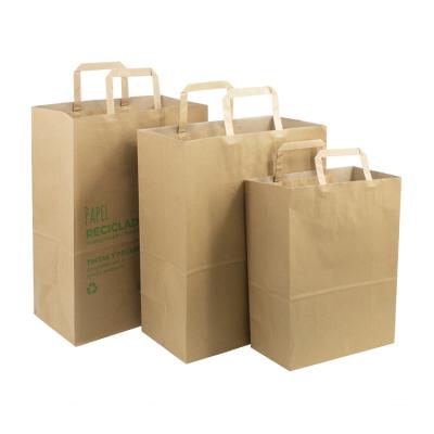 China Lipack Biodegradable Drinks Shop Cafes Tote Hand Bag Luxury Flat Bottom Kraft Paper Bag for sale