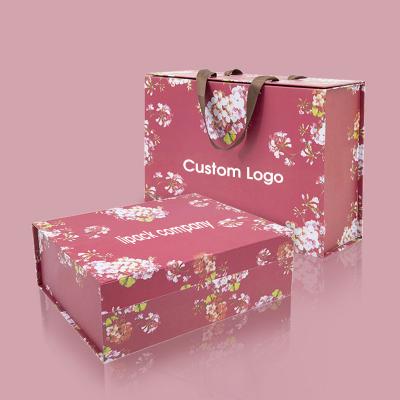 China Biodegradable Luxury Pink Magnetic Lid Cardboard Packaging Box Custom Size Shopping Paper Box for sale