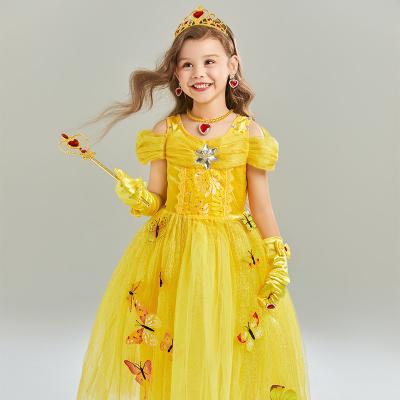 China Breathable Butterfly princess dress Frozen  Foreign Trade Girls Skirt Elsa Dress High-end Dresses Puffy Saree for sale