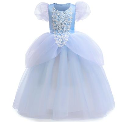 China Breathable Wholesale European and American Girl Dress Cosplay Cinderellas Princess Dress Lace Panels Puff Sleeves Kids Dress for sale