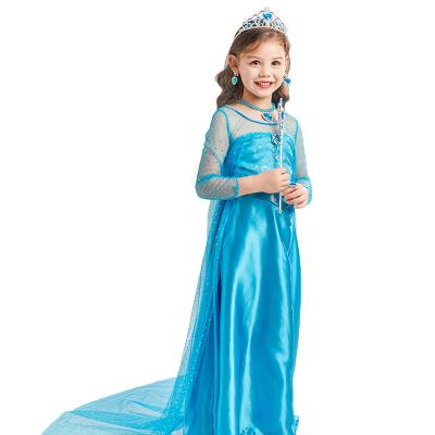 China Breathable Princess Dress For Girls Hot Sale Long Sleeve Elsa Costumes Halloween Christmas Party Snow Queen Snowflake Prom Gown for sale