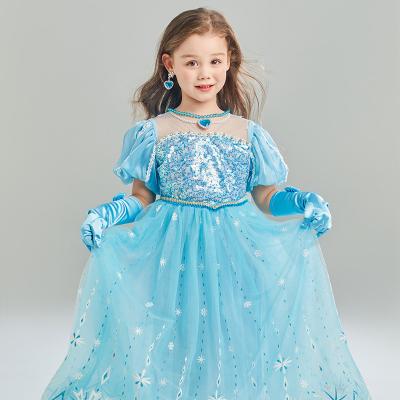 China Breathable Aisha Princess Dress Girls New Short Sleeve Elsa Cute Dress Dress Skirt Wholesale Aisha Birthday Children Polyester Cartoon 850 for sale