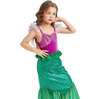 China Breathable Factory Direct Sales Mermaid Dress For Kids Girls - Little Mermaid Costume for Girls Polyester Sleeveless 3-9 Birthday Gift for sale