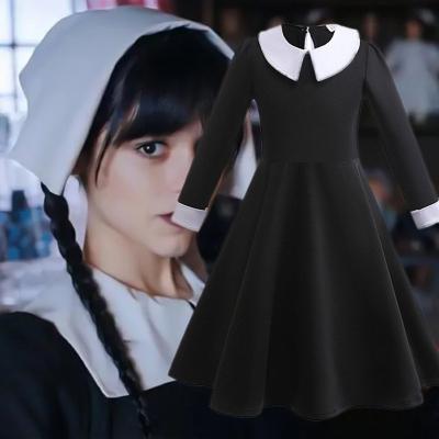 China Other Wednesday Adams Black Dresses Factory Wholesale Holiday Party Girls Dresses Adams Family Performance Costumes Halloween for sale