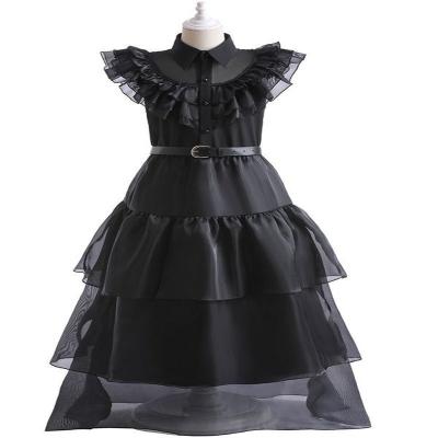 China Other Wednesday Adams Black Dresses Factory Wholesale Halloween Girls Dresses Holiday Party Adams Family Performance Costumes for sale