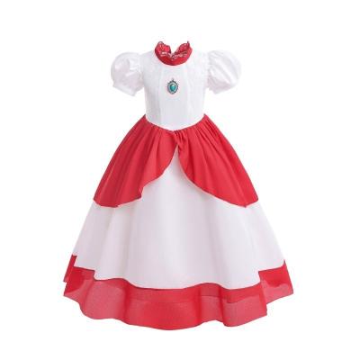 China Other Peach Princess Dress Polyester White 9t Costume Party Accessories Child Stage Costume for sale