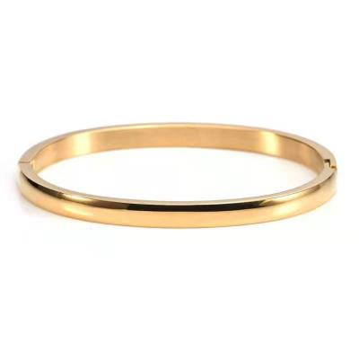 China Fast Delivery Your Fashion Laser Logo 18k Gold Plated Stainless Steel Jewelry Bangles Bracelets for sale