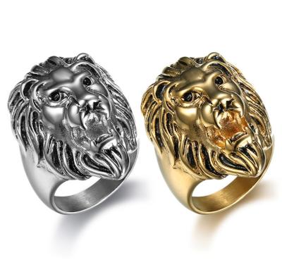 China High Quality Wholesale 18K Gold Plated Stainless Steel Lion Men's Rings for sale