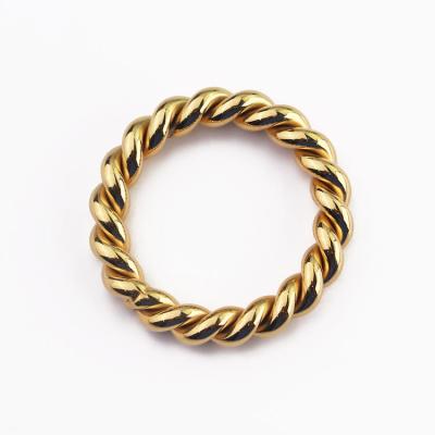 China High Quality Fashion 18K PVD Gold Plated 316L Stainless Steel Chunky Jewelry Ring Twist Finger Rings For Women for sale