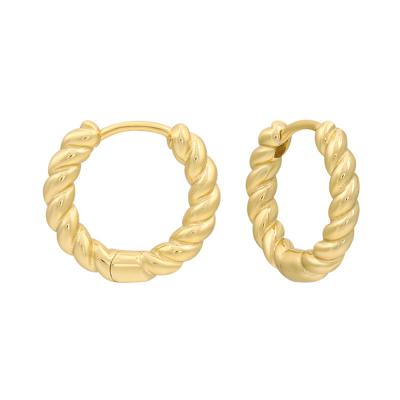 China New High Quality Designer Models 18K Gold Plated Brass Shaped Chunky Thick Solid Gold Crescent Hoop Earrings Women for sale