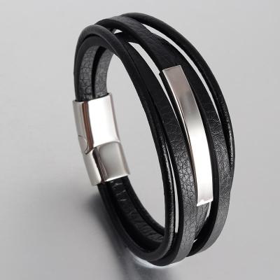 China Fast Delivery Wholesale Custom Stainless Steel Bracelets & Bangles Men Leather Bracelet for sale