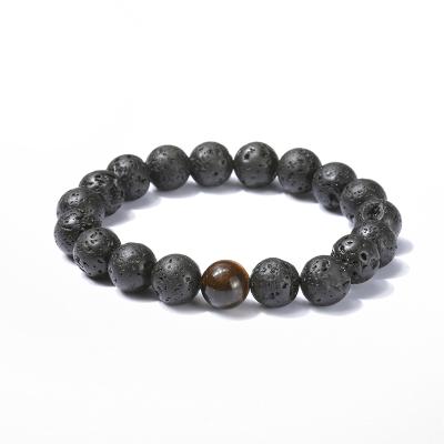 China Wholesale Fast Delivery Natural Stone Beads Bracelet Gemstone Lava Tiger Eyestone Bracelet For Men Jewelry for sale