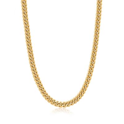 China Wholesale Hip Hop Fashion 7mm 18k Gold Plated Custom Jewelry Mens Chain Necklace With Full Polish for sale