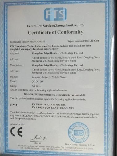 CE - Zhongshan Feiyu Hardware Technology Co., Ltd.