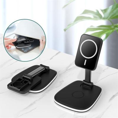 China Foldable Wireless Charger 3 in 1 Fast Wireless Charging Pad Design 15W Qi Charging Station Holder Dock for sale