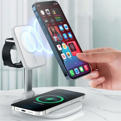 China Foldable Wireless Charger Dock Station Phone Mount 15W Fast Charging Detachable Wireless Charger Mobile Phone Holder With Stand for sale