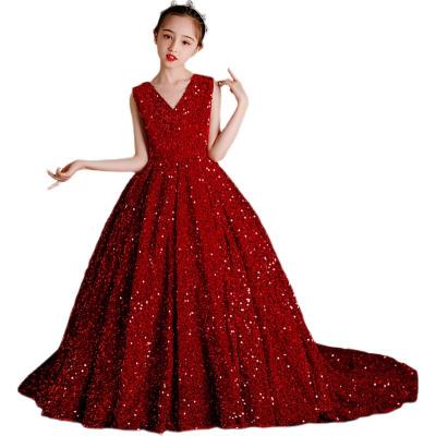 China Sequins 2022 premium quality sleeveless red bridesmaid dresses tutu long for sale