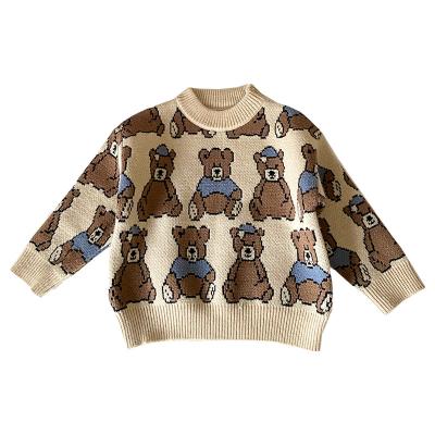 China Fashion Breathable Cotton Warm Cartoon Printing Autumn Kids Girls Knit Sweater Sets for sale