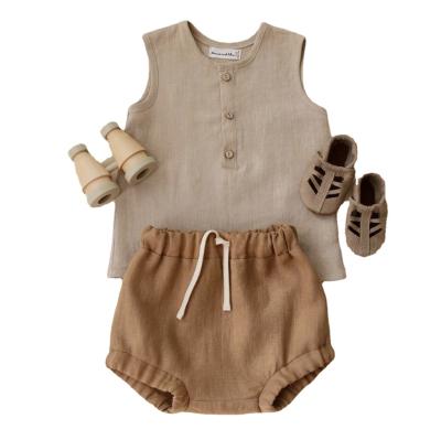 China Breathable Summer High Quality Cotton And Baby Canvas Infant Tops And Shorts Clothes Set for sale