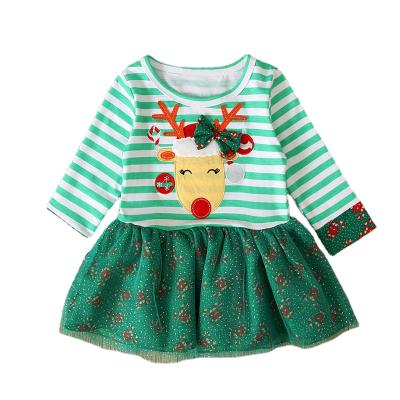 China Autumn Stripe Printing Long Sleeve Christmas Baby Regular Spring And Dress for sale