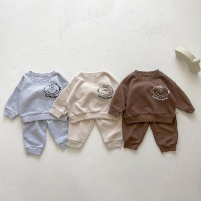 China Breathable Wholesale Casual Cotton Long Sleeve Tops And Pants Toddler Baby Clothes Set for sale