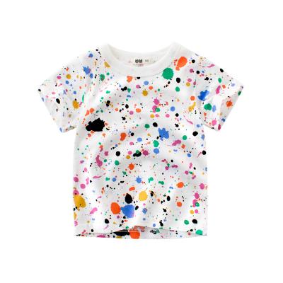 China High Quality Breathable Graffiti Printing Short Sleeve Round Collar Kids Boy T-Shirt for sale