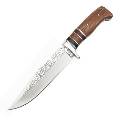 China Wholesale Strong Power Machetes Hunting Wooden Handle Fixed Blade Knife Nylon Sheath Package for sale