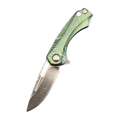 China Color Light Titaniums Alloy Handle Gift Keychain Damascus Key Chain EDC Folding Pocket Knife for sale