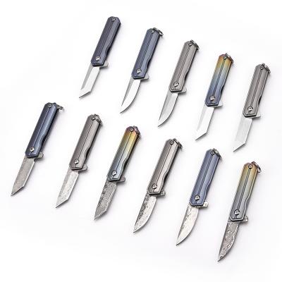 China EDC Mini Lightweight Self Defense D2 Damascus Key Chain Key Chain Pocket Folding Knives for sale