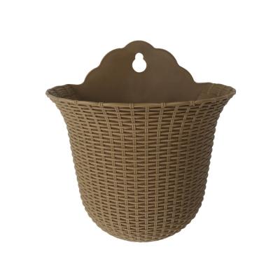 China Wholesale Minimalist Plastic Flower Pots Wall Mounted Woven Brown Flower Pots Flower Pots for sale