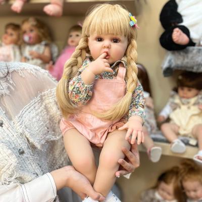 China Toddler Girl Doll Princess Reborn INSTANT 60CM With Long Hair Brown or Blonde Soft Cuddly Body Doll Gifts for Girls for sale