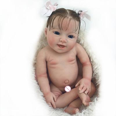 China Soft 18 inch Full Body Solid Silicone Reborn Baby - Soft Flexible Doll Newborn Girl Doll With Rooted Hair Realistic Life for sale