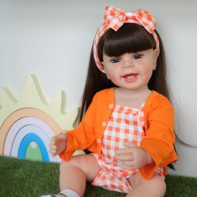 China WholesaleWholesale Soft Finished Full Body 55CM Yannik Reborn Doll Painted Also In Picture Baby With Realistic Hand Painte Long Wig Hair for sale