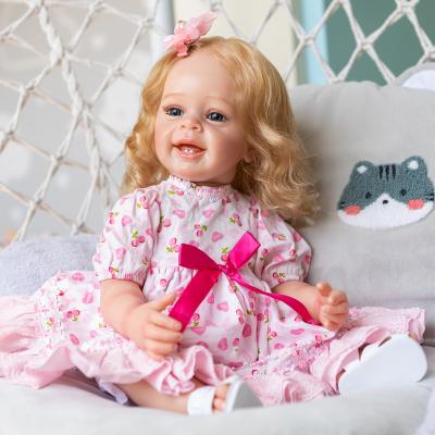 China Yannik Toddler Silicone Vinyl Silicone Vinyl 55CM Full Body Art Doll Obvious Veins Smile 3D Realistic Flexible Reborn Soft Touch Skin for sale