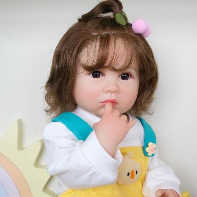 China Full Body Reborn Baby INSTANT 55CM Julieata Soft Realistic Silicone Real Touch With Wavy Hair Little Toddler Princess Doll for sale