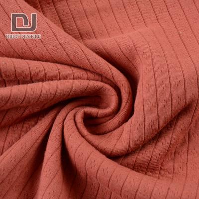 China Professional Supply Breathable Thick Rib Shrink-Resistant Knit Striped Pointelle Rib Fabric 100% Cotton for sale