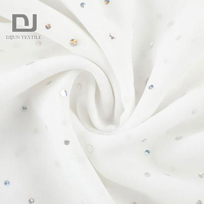 China 100% Viscose Antistatic Premium Custom Antistatic White Woven Fabric With Sequins for sale