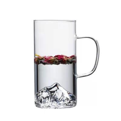 China Modern Mountain Glass Tea Cup Making Flower Tea In China Wholesale Simple Transparent Glass Cup With Handle for sale