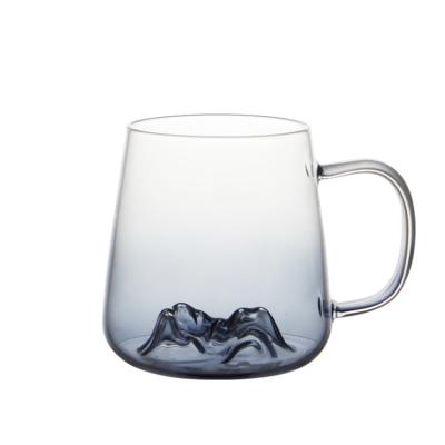 China Modern Thick Glass Sight Water Glass Cup Mountain Heatproof Mug for sale