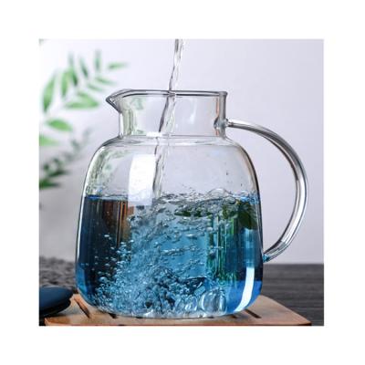 China Viable High Borosilicate Japanese Design for Mountain View Blue Color Cold Water Jug Glass Kettle for sale