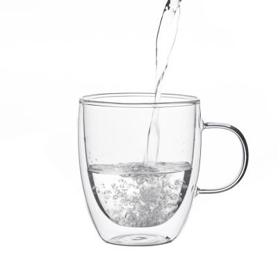 China Modern High Grade High Borosilicate Double Wall Glass Coffee Mug for sale