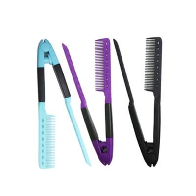 China Comfy Hair Salon Straightening Comb V Hair Straightener Brush Styling Folding for sale