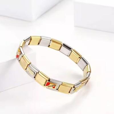 China European Fashion Stainless Steel Wristband Italian Jewelry Titanium Steel Hip Hop Elastic Jewelry Bracelet Personalized Diy for sale
