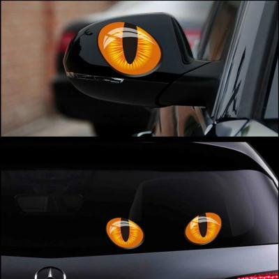 China Cute Cat Eyes Car Vinyl Decal Cartoon Simulation 3D Stickers For Rearview Mirror for sale