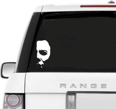 China Cute Car Window Laptop Vinyl Decal Sticker Die Cut Vinyl Decal Michael Myers Creepy Half Face Halloween for sale