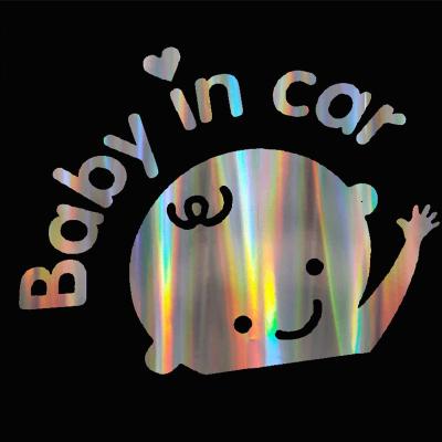 China Windshield Stickers Laser Kids Colorful Russian Baby On Board Car Decals Vinyl Stickers In Car 3D Car Sticker 