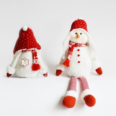 China Christamas Home Decoration New Design Leg Snowman Toy Plush Hanging Soft Christmas Doll On Shelf Decoration for sale