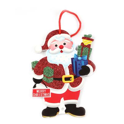 China Eco-Friendly Custom Red Luminous Powder Santa Claus And Gift Pendant For Christmas Other Holiday Hanging Decoration for sale