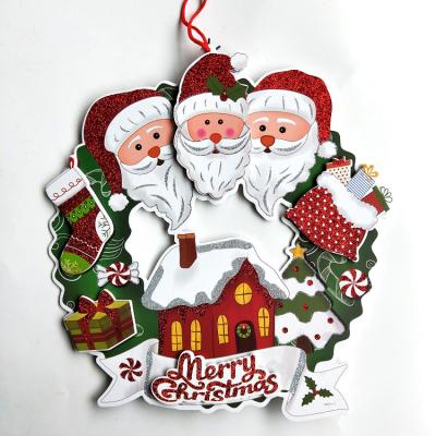 China Eco-friendly Christmas Ornaments Christmas Decorations Santa Claus Christmas Door Wall Hanging Kids Christmas Gifts for sale