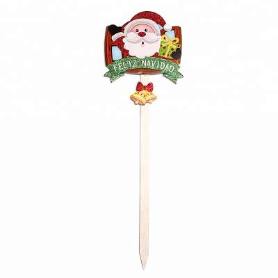 China Eco-friendly New Design Christmas Santa Claus Wooden Yard Stake For Outdoor Party Decoration for sale